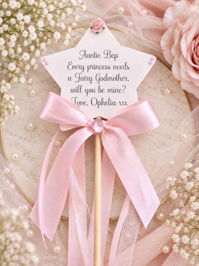 Will You Be My Godmother Gift | Godmother Proposal | Godparent Proposal Gift | Personalised Godmother Wand | Fairy Godmother Gift afbeelding 3