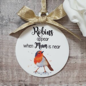 Robins Appear When Angels Are Near Personalised Christmas Tree Bauble image 4