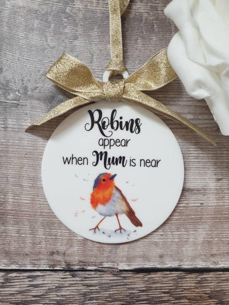 Robins Appear When Angels Are Near Personalised Christmas Tree Bauble image 4