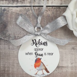 Robins Appear When Angels Are Near Personalised Christmas Tree Bauble image 6