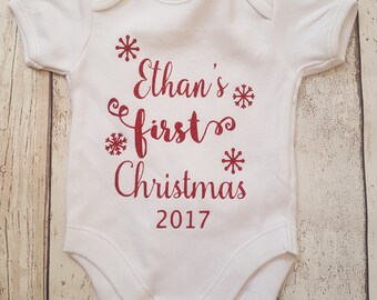 Personalised Baby First Christmas Baby Grow, Baby Vest, My 1st Christmas, Gift