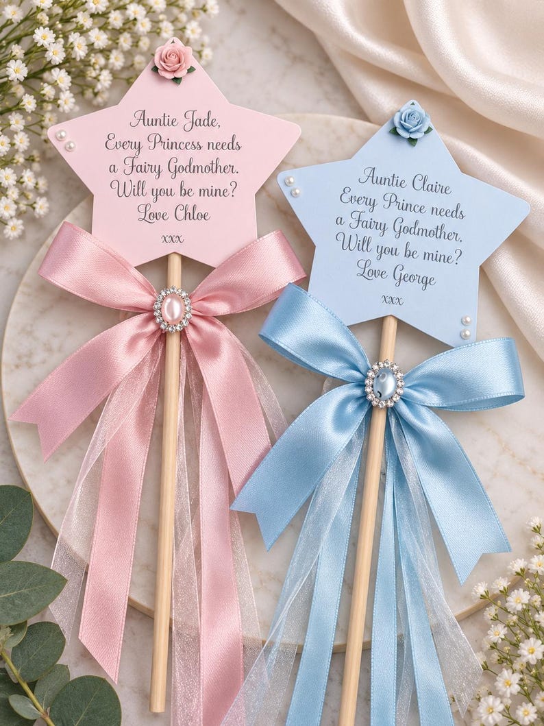 Will You Be My Godmother Gift | Godmother Proposal | Godparent Proposal Gift | Personalised Godmother Wand | Fairy Godmother Gift afbeelding 4
