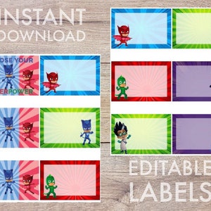 Free printable pj masks food labels