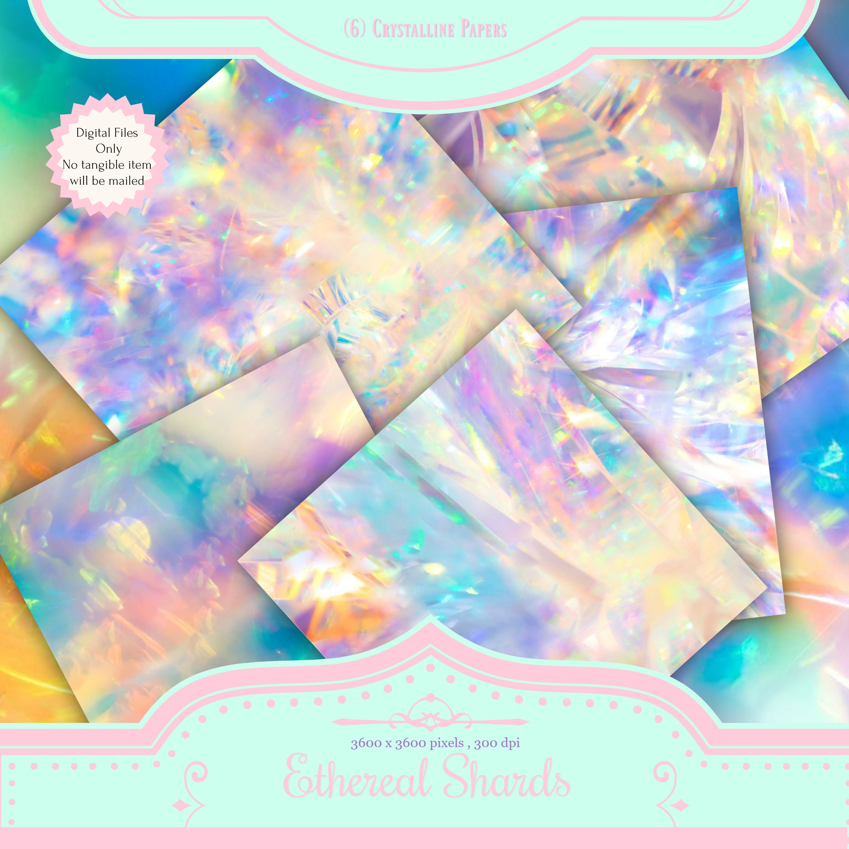 Ethereal Shards Iridescent Crystal Holographic Cellophane Etsy UK