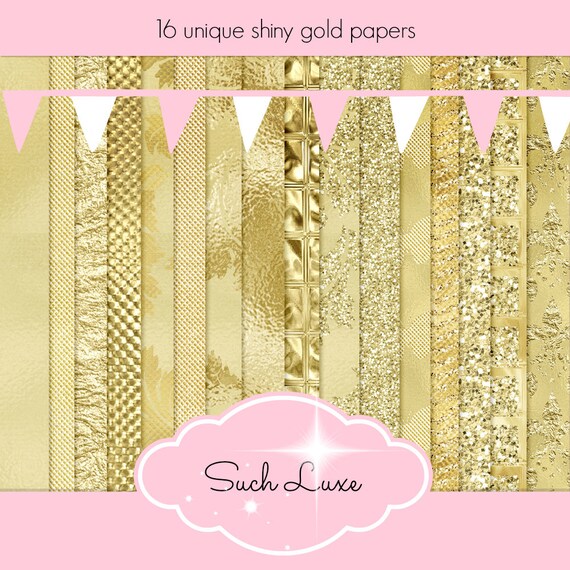Such Luxe Unique Gold Foil Scrapbooking Paper Pack 16 Etsy