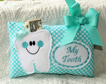 Girls Tooth Fairy PIllow - Personaized Tooth Fairy Pillow - Costume Pillow - Tooth Pillow for Girls - Personalized Pillow - Aqua Pillow