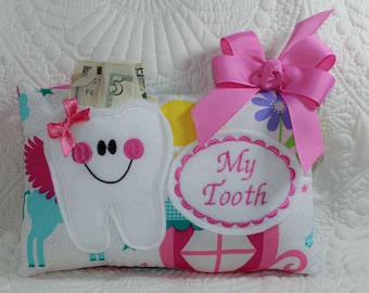Tooth Fairy Pillow - Personalized Tooth Pillow - Gift under 20- Girls Gift - Photo Prop  Personalized Pillow - Girls Tooth Pillow