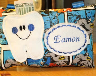 Tooth Fairy Pillow-Boys tooth fairy pillow-Tooth Fairy  -Boys Tooth Pillow - Personalized Tooth Fairy Pillow -Tooth Fairy Certificate