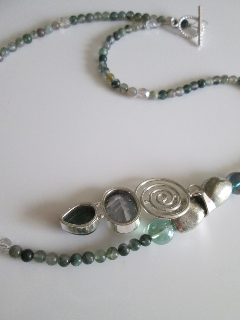 Rainbow TopazBaltic Amber NecklaceGenuine stonesGreen Aventurine beadsBlue Hands BoutiqueSterling Silver pendantstamped 925.