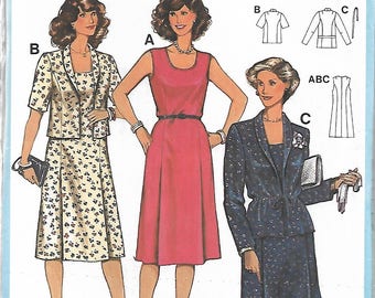Sewing pattern - dress Pattern - vintage pattern - size 14.5 -26.5 - dual size - jacket pattern - Uncut - 1980s sewing pattern