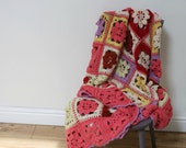 Reserved please do not buy Vintage Original Crochet Blanket, Crocheted Granny Throw, Vintage Bedding, Gipsy Style Throw