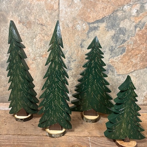 Handcrafted evergreen tree cut from pine and perfect for Christmas or year-round decor.