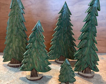 Handcrafted Pine Evergreen Tree: Wood Burned Christmas Decor