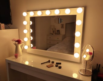 SUPER sale - XL Hollywood lighted vanity mirror-makeup mirror with lights- Perfect for Ikea malm vanity -Bulbs not included