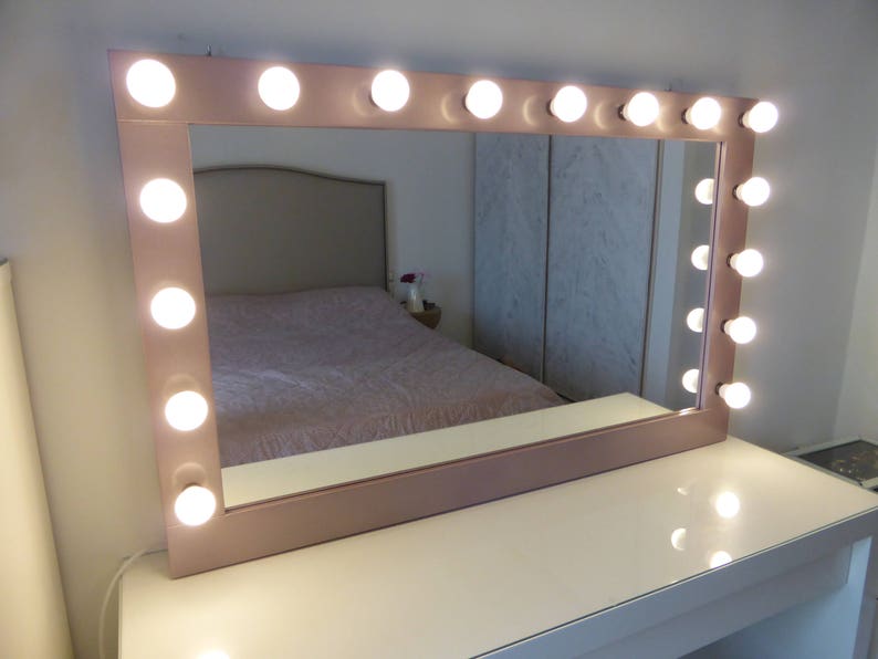 Xl Hollywood Vanity Mirror 43 X 27 Makeup With Lights Wall Hanging Free Standing Perfect For Ikea Malm Bulbs Not Included