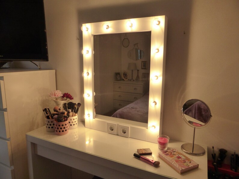 Makeup Mirror With Lights Vanity Hollywood Wall Hanging Or Self Standing Miroire Maquilleuse Ηandmade To Order