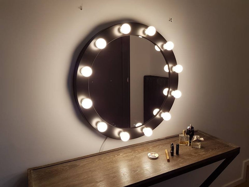 Large Hollywood Mirror With Lights Vanity Round Broadway Bulbs Not Included