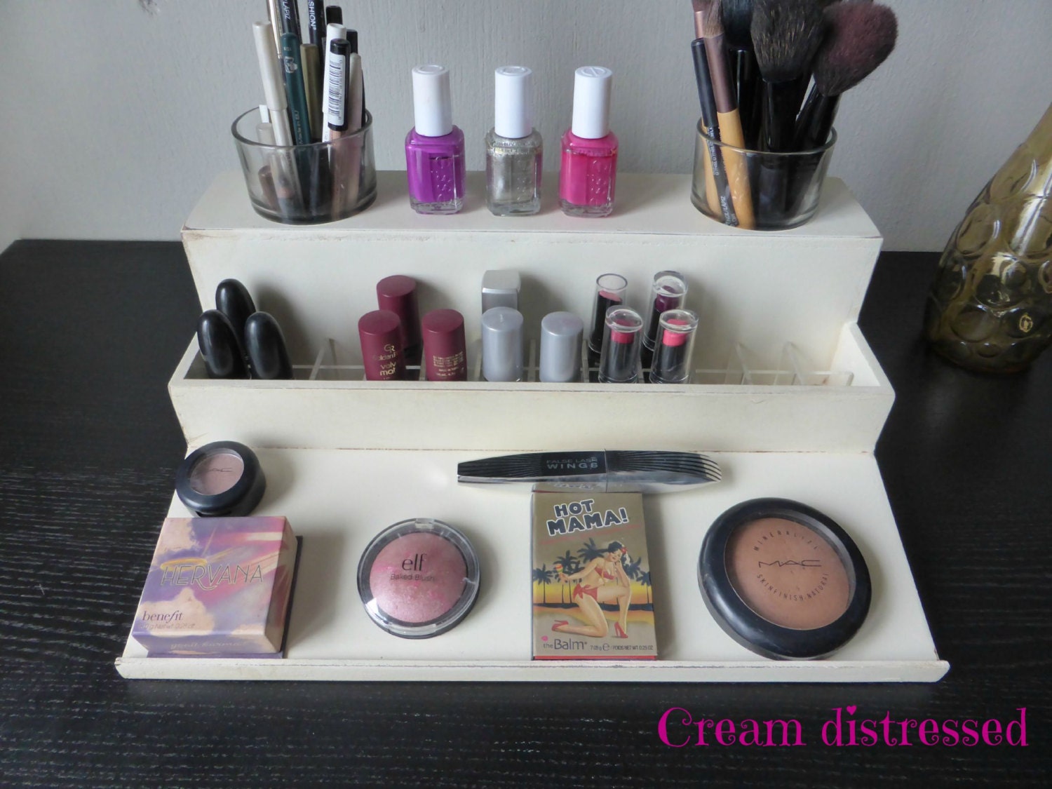 Makeup organizer Beauty station in pale pink bathroom Etsy