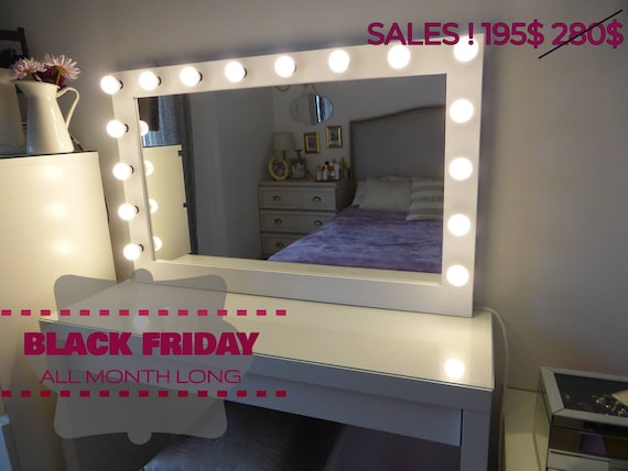 On Sale Xl Hollywood Vanity Mirror 43x27 Makeup Mirror With Lights Perfect For Ikea Malm Vanity Bulbs Not Included On Sale Xl Hollywood Vanity Mirror 43x27 Makeup Mirror With Lights Perfect For Ikea Malm Vanity Bulbs Not Included