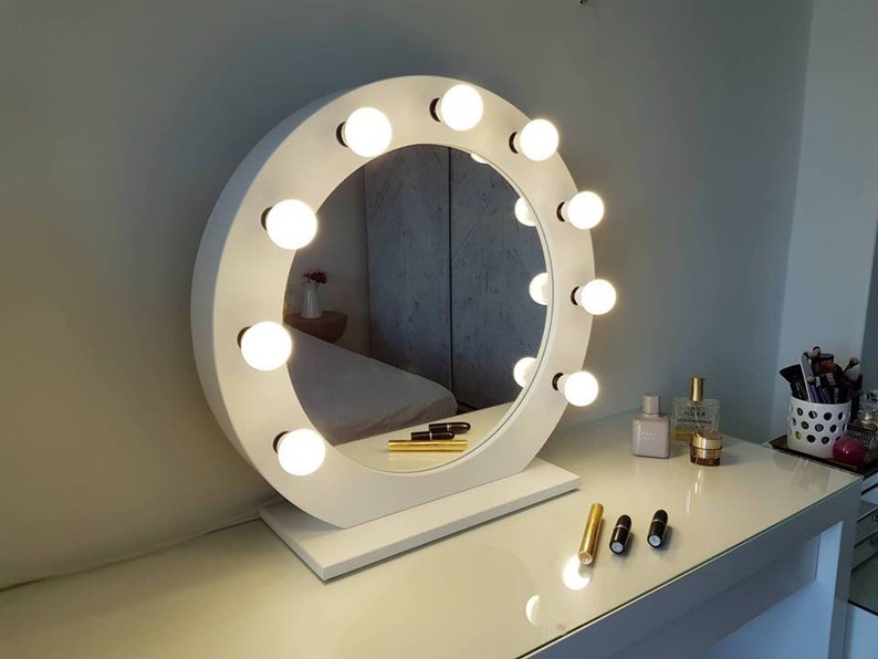 Free Round Vanity Mirror With Lights Hollywood Makeup Bulbs Not Included
