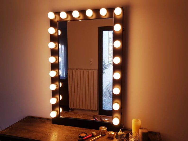 Xl Hollywood Mirror 43 X 27 Vanity - Tall Makeup Mirror With Lights Xl Hollywood Mirror 43 X 27 Vanity - Tall Makeup Mirror With Lights