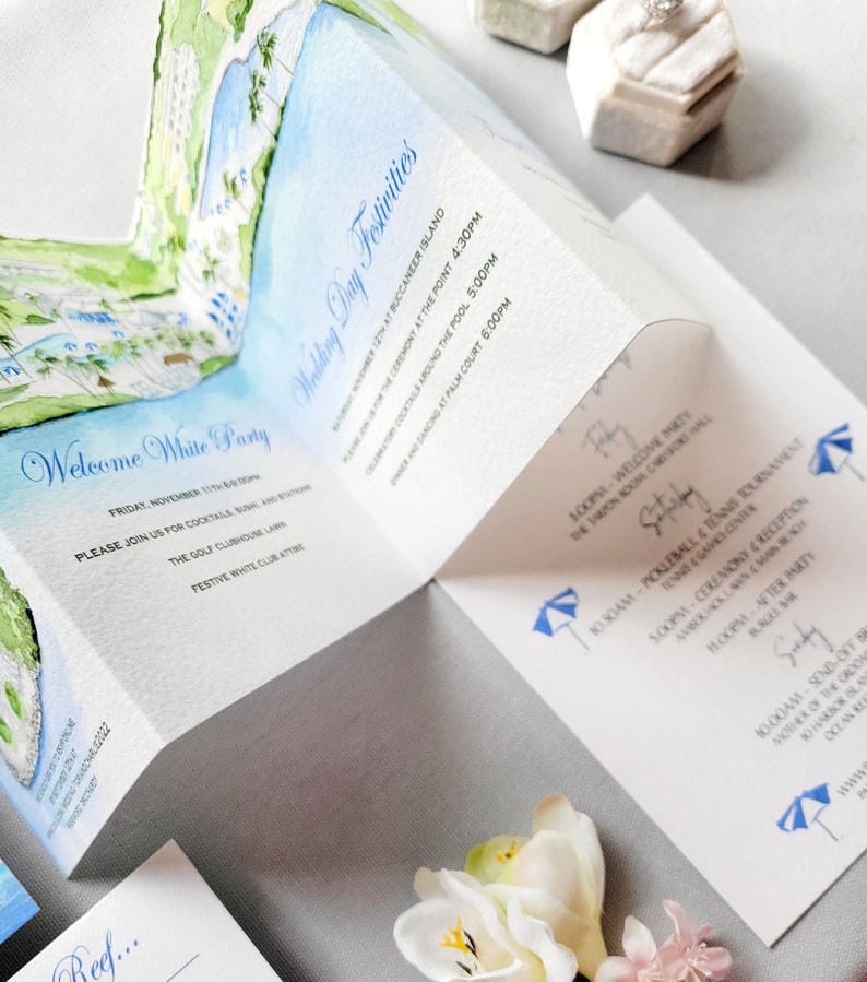 Custom Wedding Invitations Ocean Reef Club Wedding Invite Key Largo Wedding Oceanfront wedding suite Palm Invitation image 4