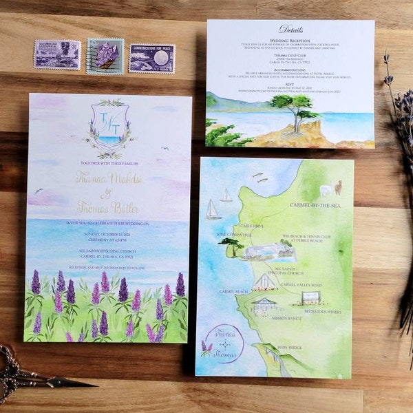 Carmel by the Sea Wedding Invitations Etsy