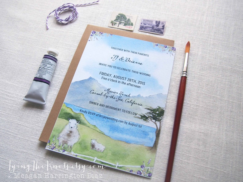 Watercolor Wedding Invitations Custom invites Carmel | Etsy