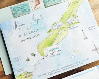 Islamorada Florida Wedding Invitations | Cheeca Lodge and Spa | The Alyssa Collection | Key Largo wedding invitations | Key West wedding map