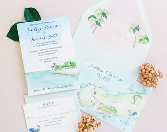 Key West | West Martello Tower | The Lindsey Collection | Key West watercolor wedding invitations | Custom wedding paintings