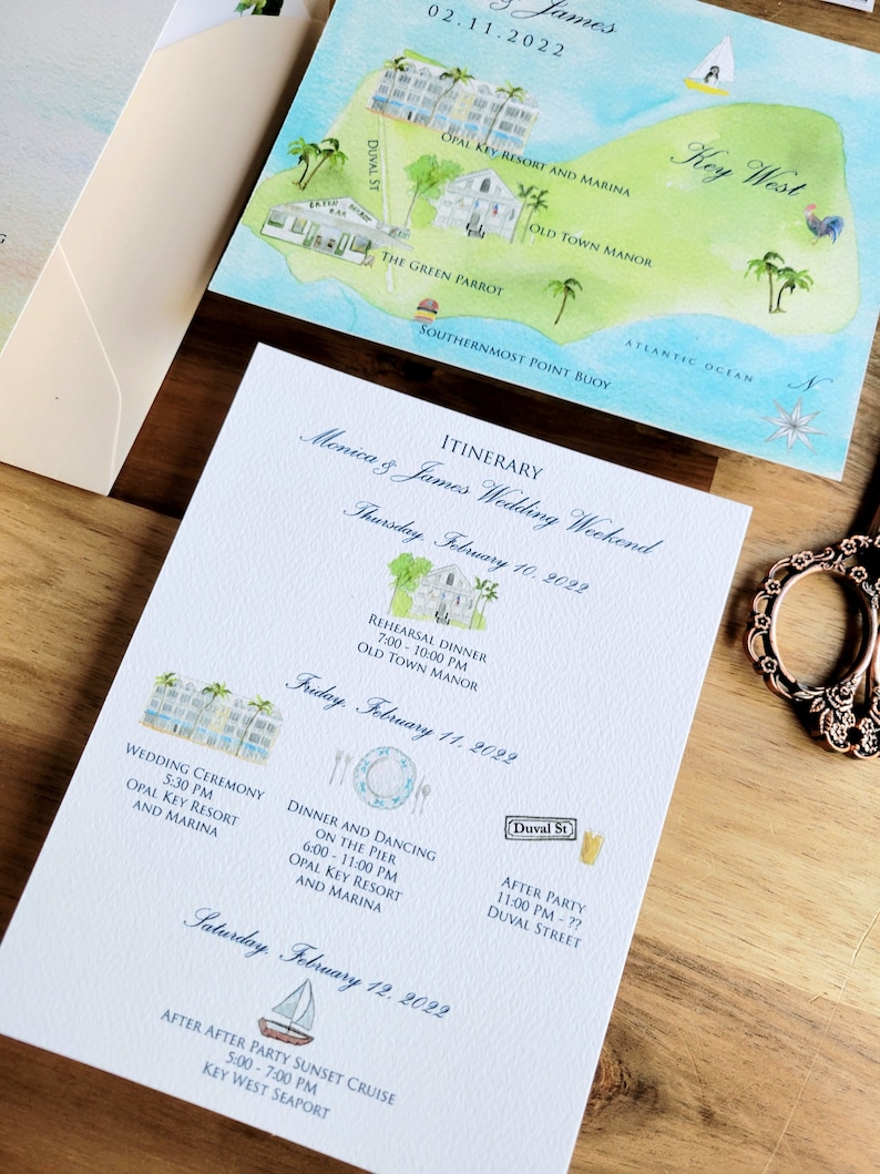Key West West Martello Tower The Lindsey Collection Key West watercolor wedding invitations Custom wedding paintings image 4