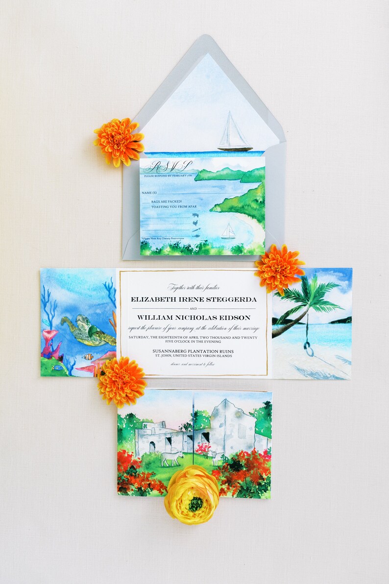 Destination Wedding Invitation Suite Island Wedding Invitations St John Wedding St John USVI Invitations