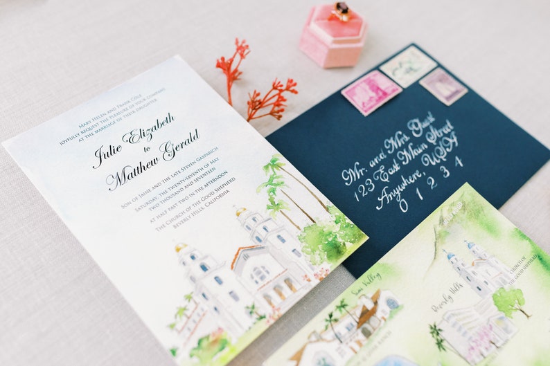 Beverly Hills Wedding Custom Wedding Invitations Quail Etsy