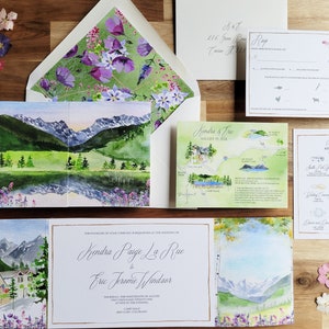 Vail, Colorado Inviti per matrimonio / Sonnenalp / The Kendra Collection / set di inviti per matrimonio con acquerello / mappa personalizzata per matrimonio