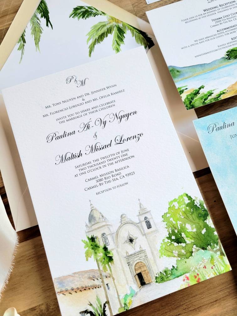 Carmel Wedding Invitations Carmel Mission Basilica the - Etsy