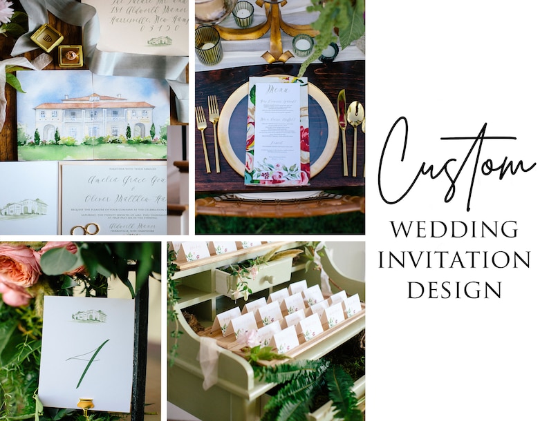 Custom Wedding Invitations - Custom watercolor suite - Watercolo Custom Wedding Invitations - Custom watercolor suite - Watercolo