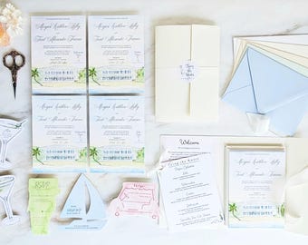 Paquete de muestra de invitaciones de boda / Papelería de boda en acuarela "Atando los nudos"