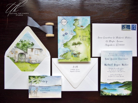 St John Wedding Destination Wedding Custom Invitations Etsy