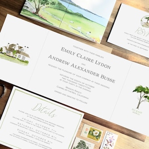 Carmel Hochzeit Einladungen | Mission-Ranch | Die Emily-Kollektion | Gefaltete Hochzeitseinladungen | Hochzeitseinladung | Tal des Karmels, Karte