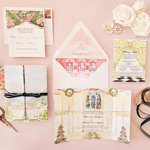 Die Greenbrier Resort-Weihnachtshochzeits-Einladungen | Die Alex-Kollektion | Aquarell Hochzeitseinladungen | individuelles Hochzeitspapier
