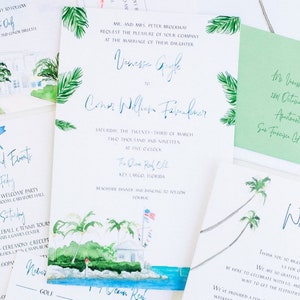 Custom Wedding Invitations Ocean Reef Club Wedding Invite Key Largo Wedding Oceanfront wedding suite Palm Invitation image 1