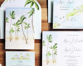 Islamorada Florida Wedding Invitations | Cheeca Lodge and Spa | The Alyssa Collection | Key Largo wedding invitations | Key West wedding map