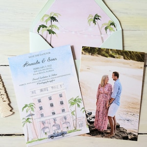 Palm Beach Florida Wedding Invitations | The Colony Hotel | The Amanda Collection | Watercolor wedding invites | Custom wedding invitations