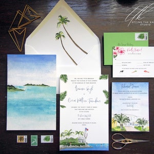 Custom Wedding Invitations Ocean Reef Club Wedding Invite Key Largo Wedding Oceanfront wedding suite Palm Invitation image 6