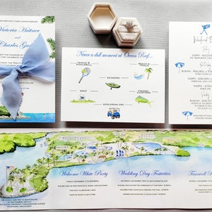 Key Largo Wedding Invitations | Ocean Reef Club | The Tori Collection | Folded wedding invitation | Accordion Fold wedding map | Custom map