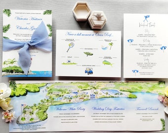 Key Largo Wedding Invitations | Ocean Reef Club | The Tori Collection | Folded wedding invitation | Accordion Fold wedding map | Custom map