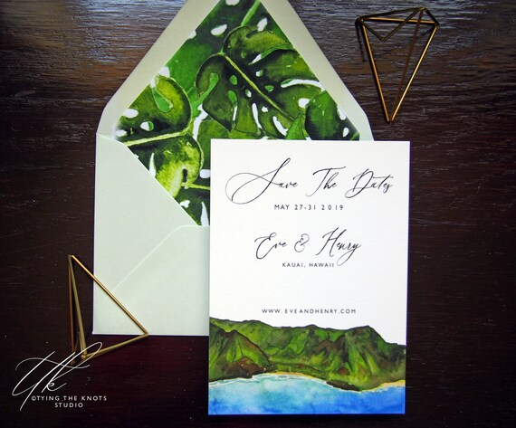 Hawaii Wedding Invitations Watercolor Wedding Suite Hawaii Etsy