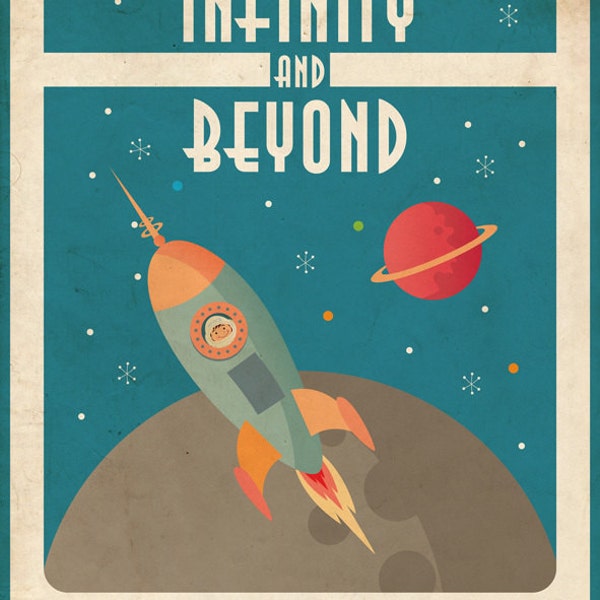 Vintage Space Poster (Space Rocket) 50x70 cm