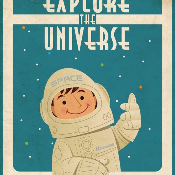 Vintage Space Poster (Astronaut) 50x70 cm