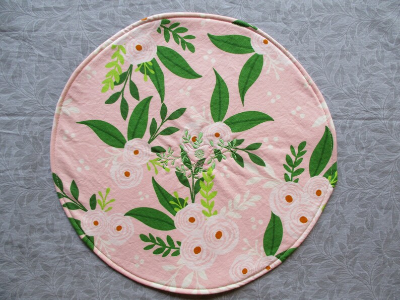 Set of 4 Round Placemats Pink Floral Design Etsy